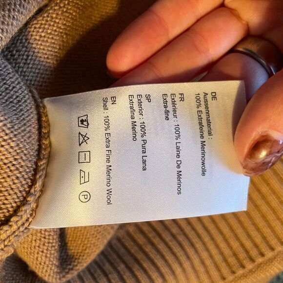 Perfect Moment Merino Wool Cropped Quarter-Zip Mock Neck Sweater Brown XL - Picture 7 of 9